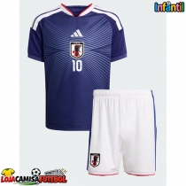 Camisa de Futebol Japão Ritsu Doan #10 Equipamento Principal Infantil Mundo 2026 Manga Curta (+ Calças curtas)